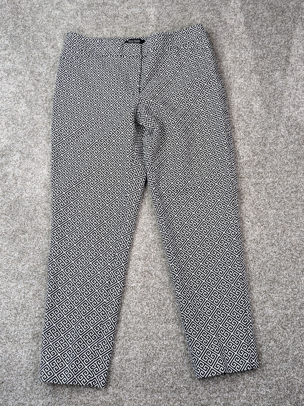 WHBM Pants Womens 8R Geometric Greek Key Ankle Stretch Slim Trousers Preppy